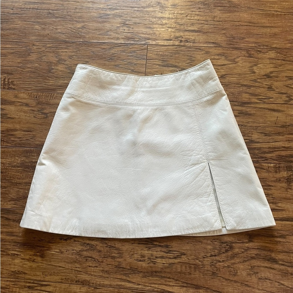 Vintage Michael Hoban North Beach Leather White Skirt